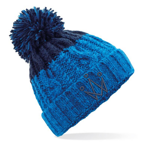 Blue and Navy Bobble Hat