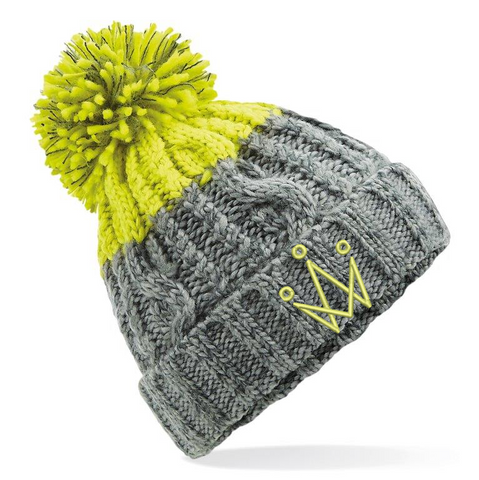 Lime and Grey Bobble Hat